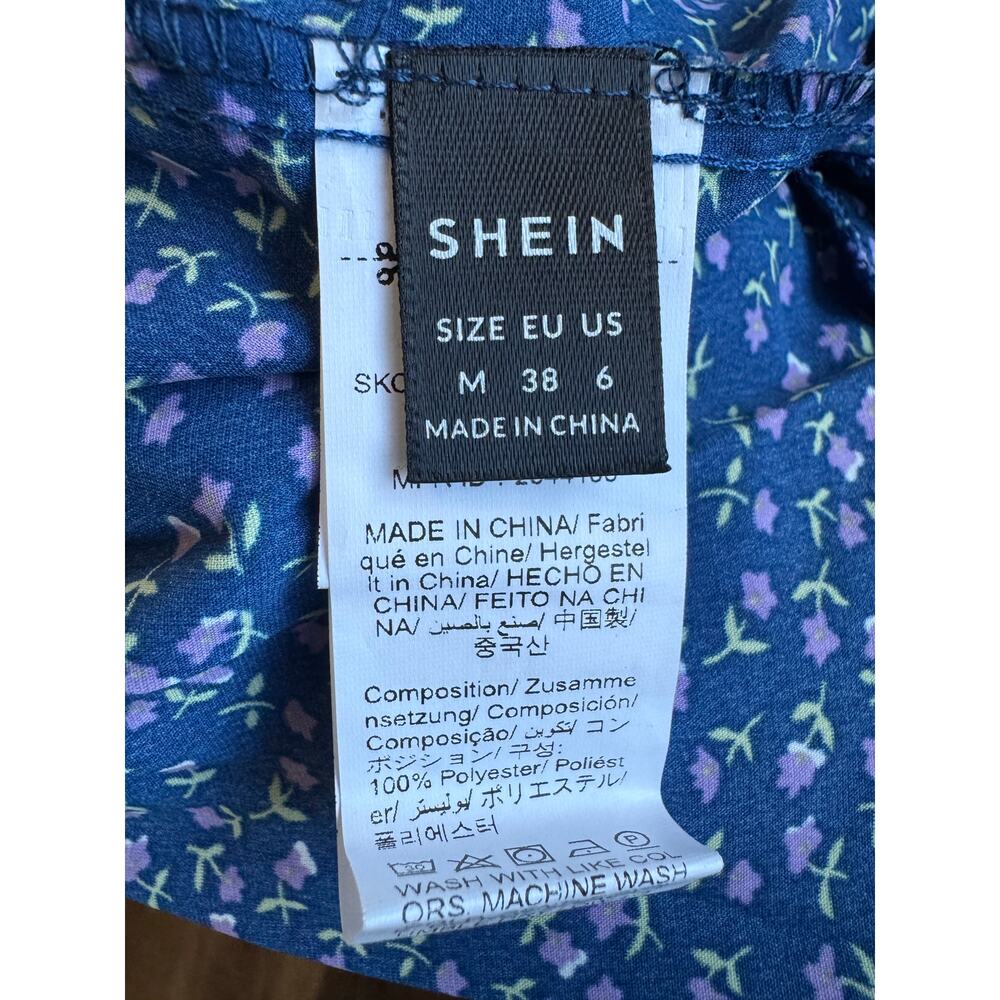 Ditsy Floral Halter Dress Blue Tiered Cottagecore Summer Size M - Picture 5 of 10